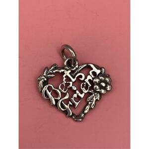 Heart Flowers Best Friend Sterling Silver Jewelry Charm #love